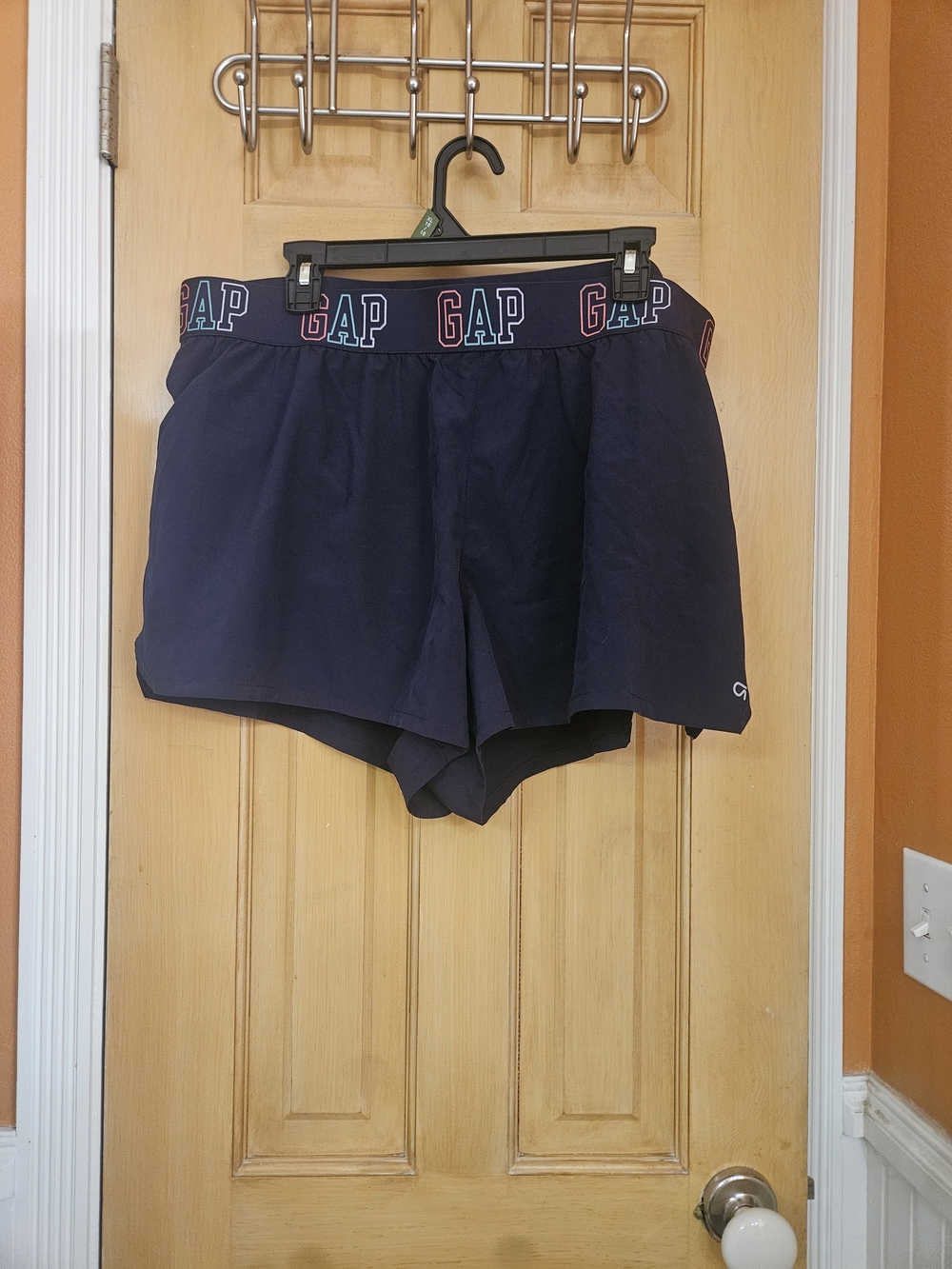 GAP Navy Athletic Shorts with Multicolor Logo Waistband